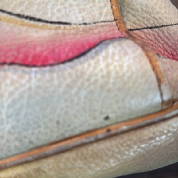 Vintage Handpainted Leather Manifique Hobo Bag with Braided Shoulder Strap - Picture 4 of 15